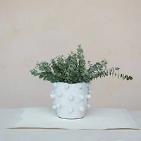 Hello Honey® 8.25" White Handmade Hobnail Terra Cotta Planter