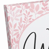 Welcome Pink Leaves Canvas Wall Art