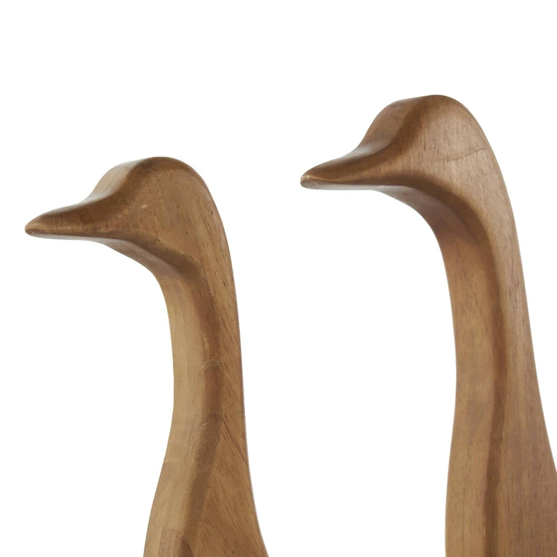 Brown Abstract Minimalistic Wood Goose Sculpture Set