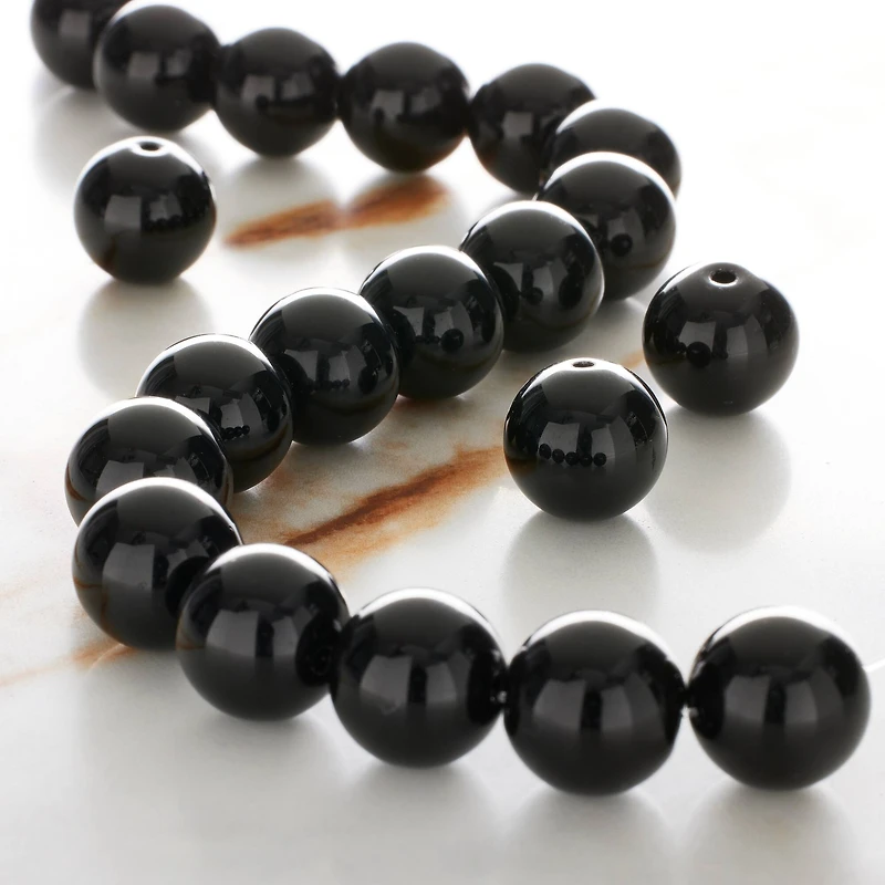 Black Jasper Round Beads, 12mm by Bead Landing™