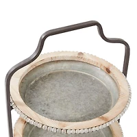 Gray Metal Farmhouse Tiered Server, 20" x 16" x 15"