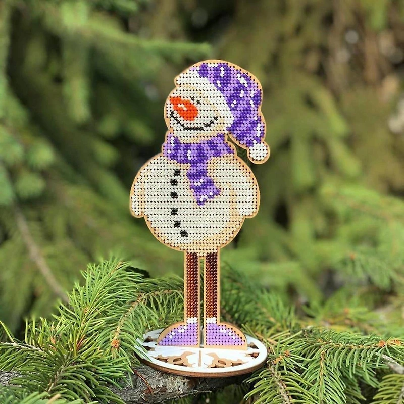 Wonderland Crafts Snowman Bead Embroidery on Wood Kit