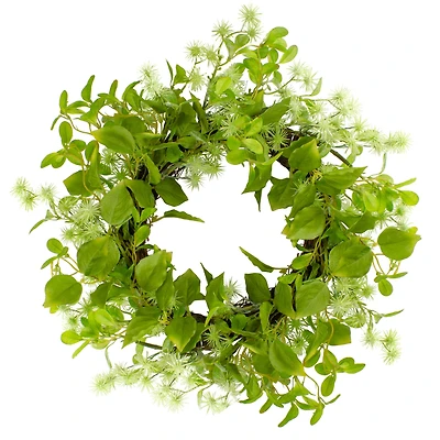 18" Green Jujube Floral & Foliage Springtime Wreath