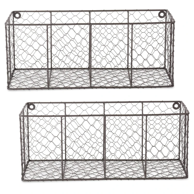 DII® Gray Wall Mount Chicken Wire Baskets