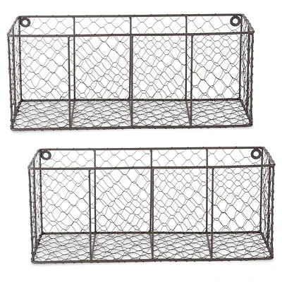 DII® Medium Gray Wall Mount Chicken Wire Baskets, 2ct.