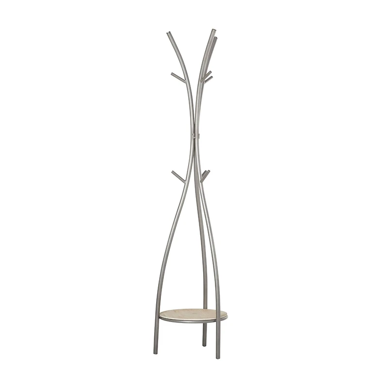 Silver Metal Modern Coat Rack, 73" x  17" x  17"