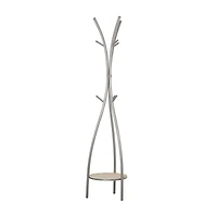 Silver Metal Modern Coat Rack, 73" x  17" x  17"