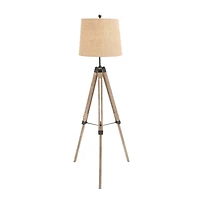 Brown Wood Industrial Floor Lamp, 61" x 25" x 25"