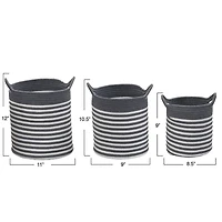 Household Essentials Gray & White Striped Cotton Basket Set