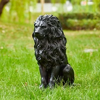 Glitzhome® 21" Black Sitting Lion Garden Statue