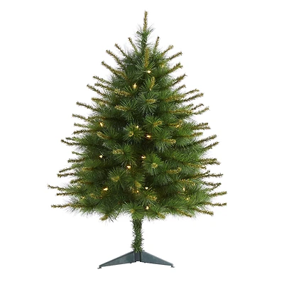 3ft. Pre-Lit New England Pine Artificial Christmas Tree, Clear LED Lights