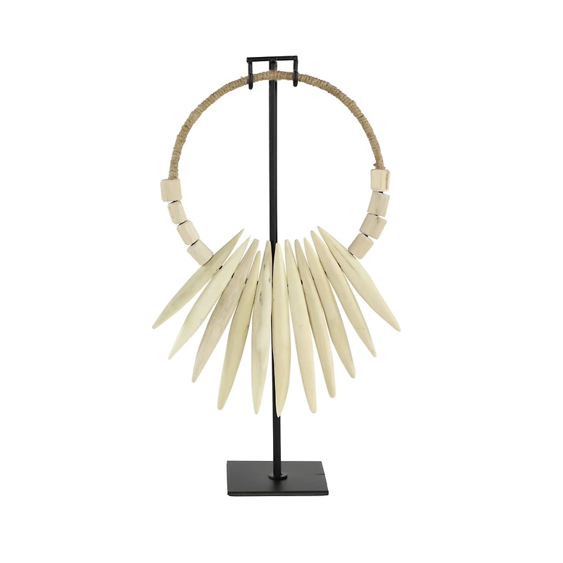 20" White Teak Wood Natural Necklace Sculpture