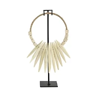 20" White Teak Wood Natural Necklace Sculpture