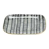 Hello Honey® 7.5" Black, White & Gold Edge Geo Print Stoneware Plate , 3ct.