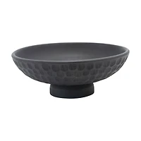 Hello Honey® 12" Black Modern Wood Footed Serving Bowl with Carved Circles