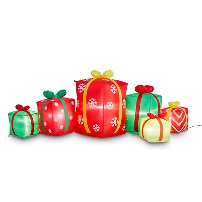 Glitzhome® 8ft. Inflatable Gift Boxes With Lights