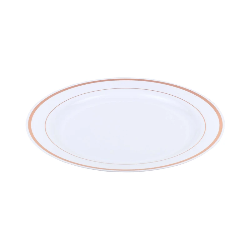 10.5" Rose Gold & White Plastic Plates by Celebrate It™, 10ct.