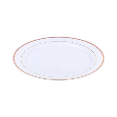 10.5" Rose Gold & White Plastic Plates by Celebrate It™, 10ct.