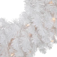 24" Pre-Lit White Artificial Christmas Pine Wreath