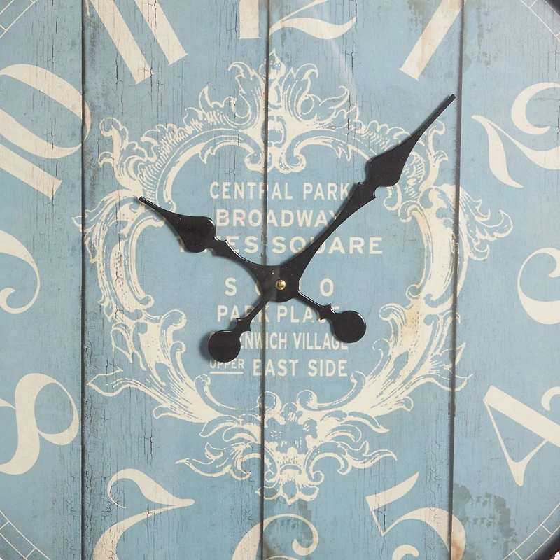 Turquoise Coastal Metal Wall Clock