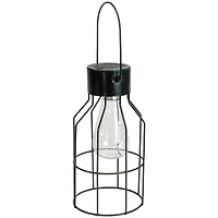 9.5" Black Outdoor Hanging Geometric Solar Lantern with Handle