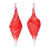 Red Swirl Glass Drop Ornament Set