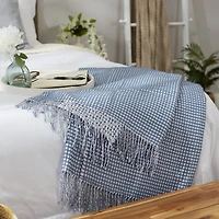 DII® Stonewash Blue & White Waffle Knit Throw