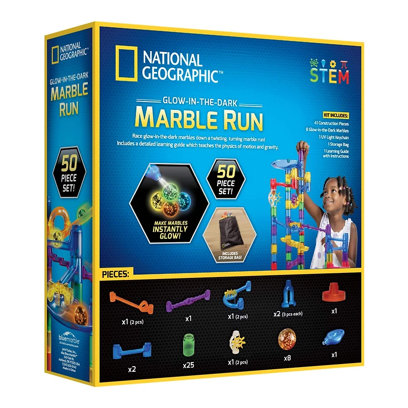 National Geographic™ 50-Piece Glow-in-the-Dark Marble Run