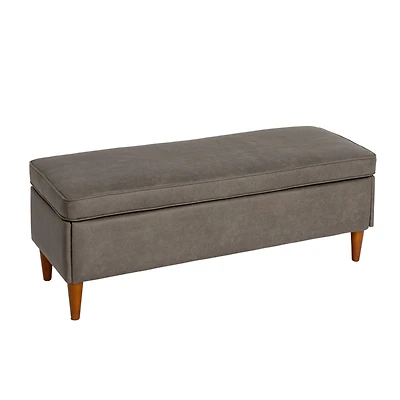 Hello Honey® Atley Ash Gray Vegan Leather Upholstered Storage Bench