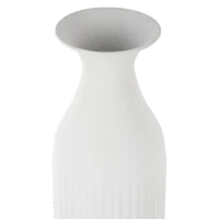 White Ribbed Floor Metal Vase Set