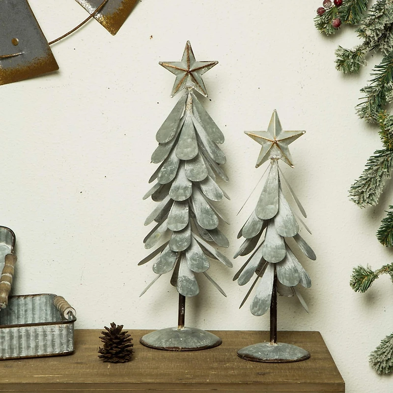 Glitzhome® Galvanized Metal Christmas Tree Table Décor Set