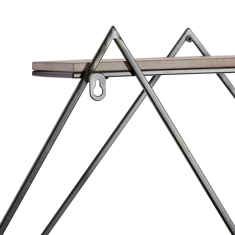 Brown Wood Contemporary Wall Shelf, 20" x 30" x 7"