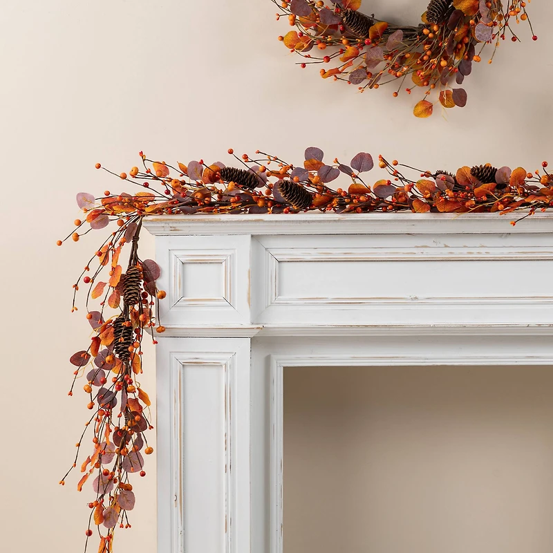 Glitzhome® 6ft Fall Eucalyptus Berry Garland