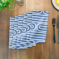 Groovy Blue Lines Cotton Twill Napkin