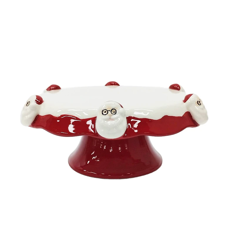 7.75" Santa with Glasses Ceramic Cake Stand by Ashland®