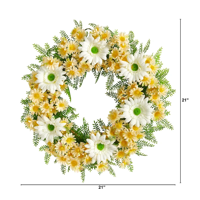 21" Mixed Daisy Wreath