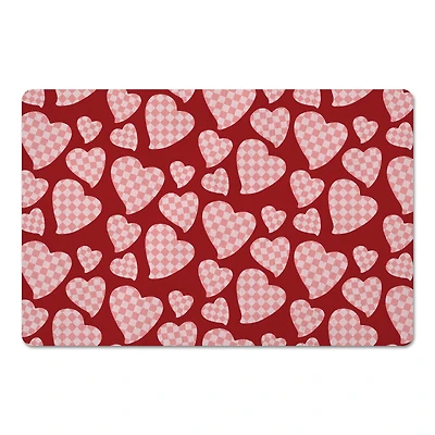 Checkered Heart Pattern Floor Mat