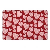 Checkered Heart Pattern Floor Mat