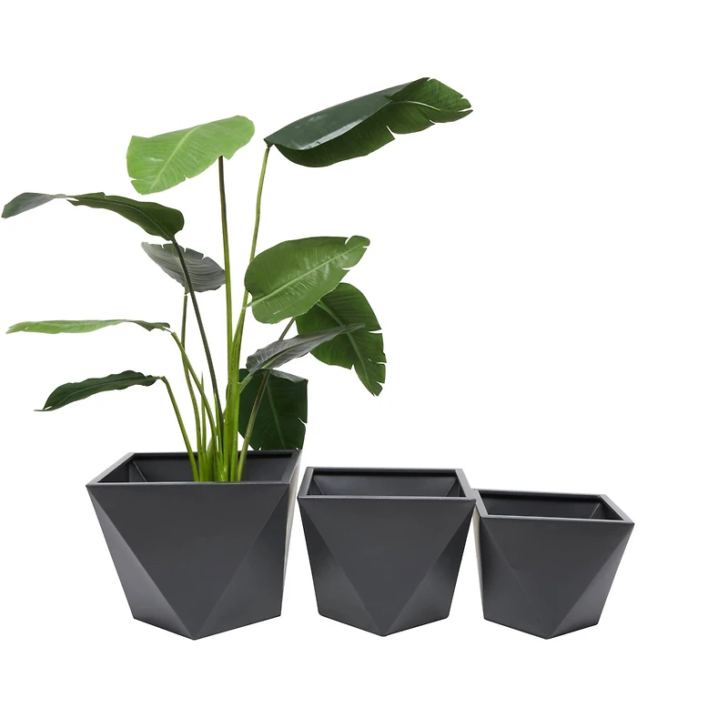 Grey Modern Planter, Set of 3" 18", 16", 15"