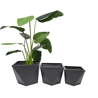 Grey Modern Planter, Set of 3" 18", 16", 15"