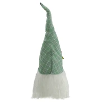 20" Green & White Plaid Easter Gnome Head Décor
