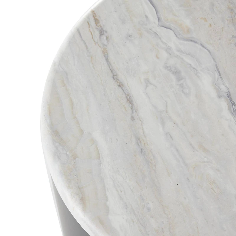 Black Metal Nesting Accent Table with Faux White Marble Top Set