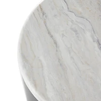 Black Metal Nesting Accent Table with Faux White Marble Top Set