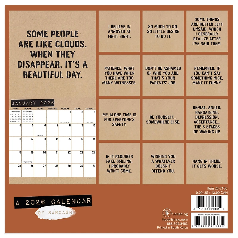 2026 Anti-Affirmations & Sarcasm Mini Calendar