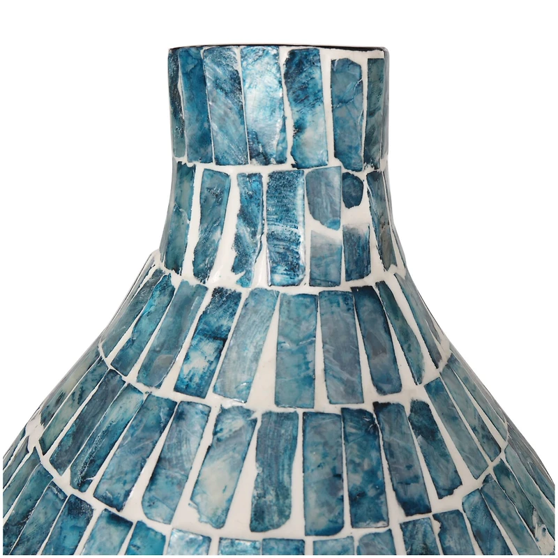 22" Blue Mother of Pearl Handmade Mosaic Inspired Vase