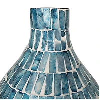 22" Blue Mother of Pearl Handmade Mosaic Inspired Vase