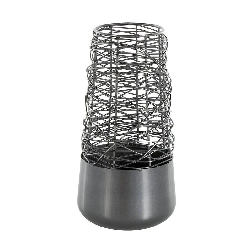 Black Abstract Intertwined Wire & Solid Metal Vase