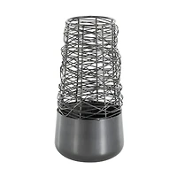 Black Abstract Intertwined Wire & Solid Metal Vase