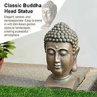 Glitzhome® 16" Faux Bronze Buddha Head Garden Statue
