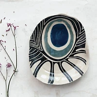 Hello Honey® 12.25" Abstract Azure Stoneware Plate